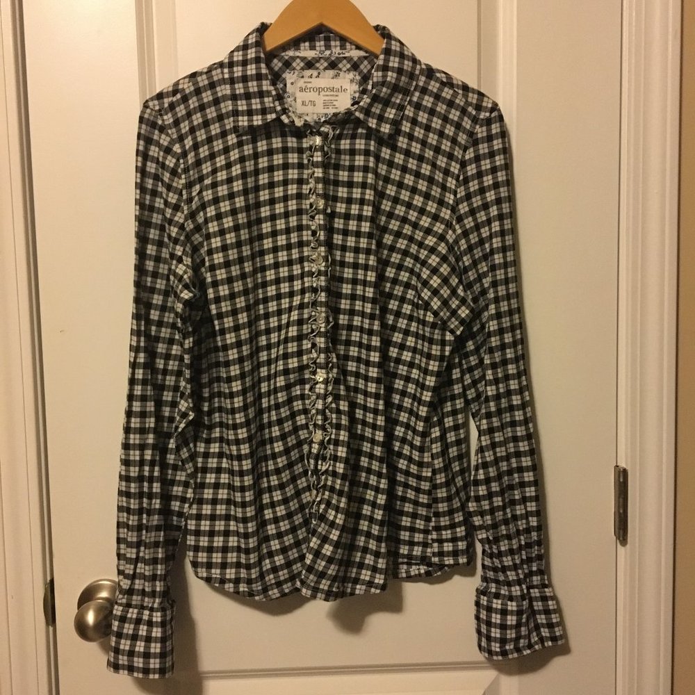 Aeropostale Women's Plaid Button-Up Shirt XL